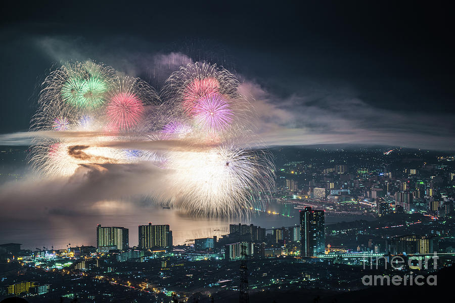 Fireworks Display Over City At Night Photograph by Yuttakon Yuttakonkit Fireworks Display Over City At Night Photograph by Yuttakon Yuttakonkit