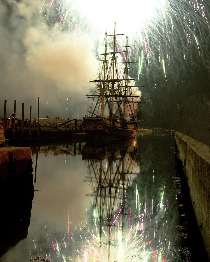 Fireworks explode over Salem Massachusetts Photograph by Jeff Folger