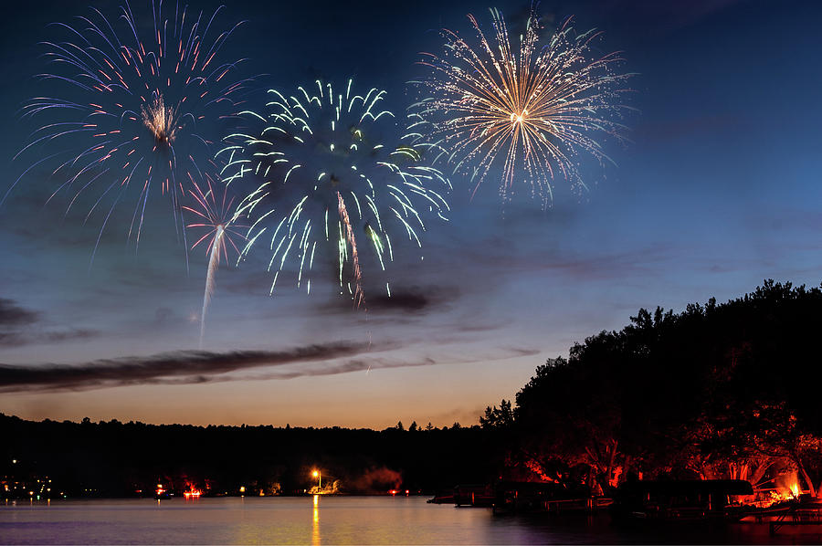 Fireworks Honeoye Lake Photograph by Joann Long Fine Art America