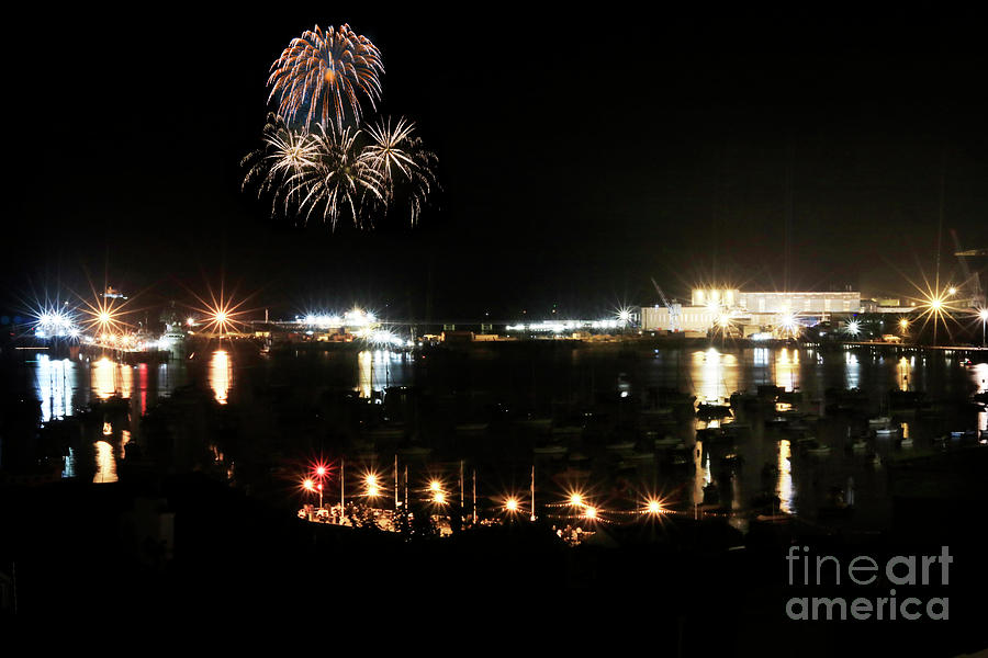 Fireworks over Falmouth Photograph by Terri Waters