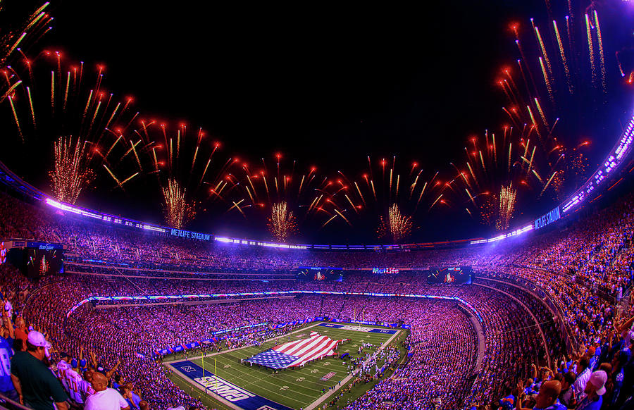 Fireworks over Met Life Stadium Photograph by Mountain Dreams Pixels