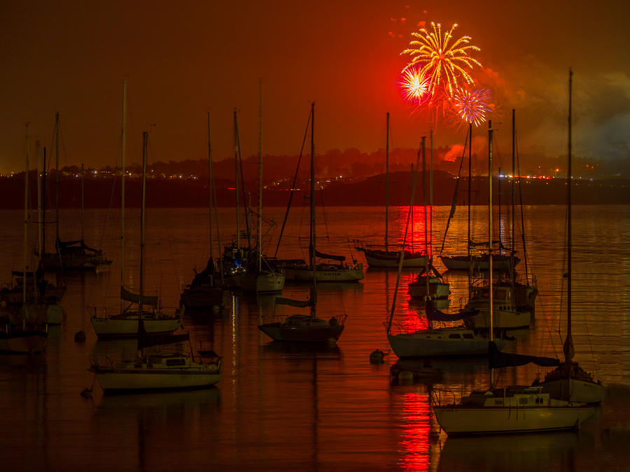 Fireworks Over Monterey Bay Photograph by Derek Dean