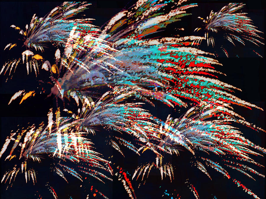 Fireworks over Mt. Olivet Abstract Overlay Photograph by Mike McBrayer