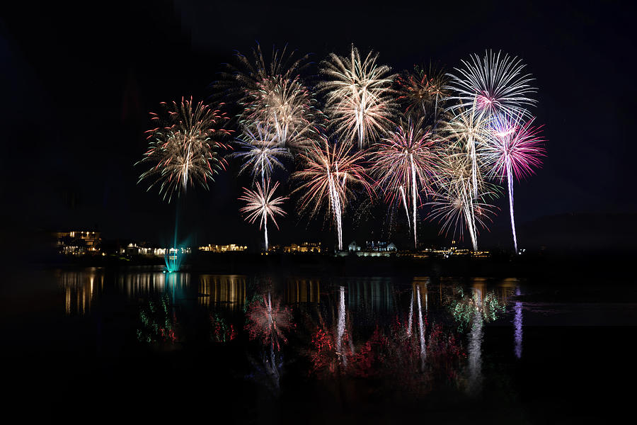 Water Photograph - Fireworks by Qing Zhao
