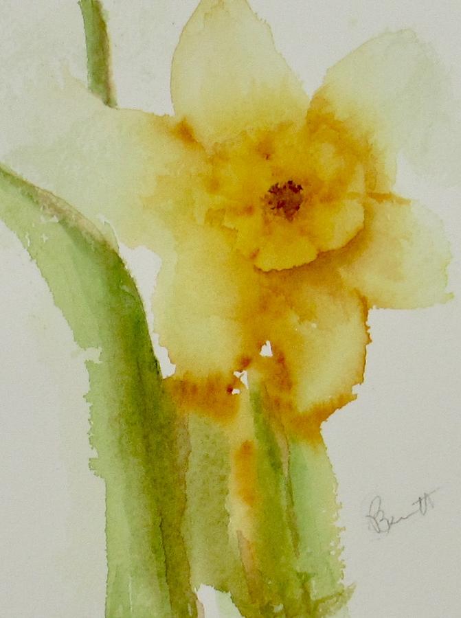 First Daffodil Painting by Pam Bennett