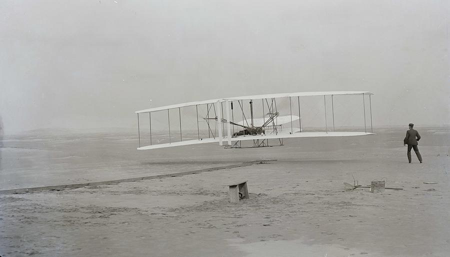 First flight  120 feet in 12 seconds  10 35 a m   Kitty Hawk North Carolina 1903 Painting by Celestial Images