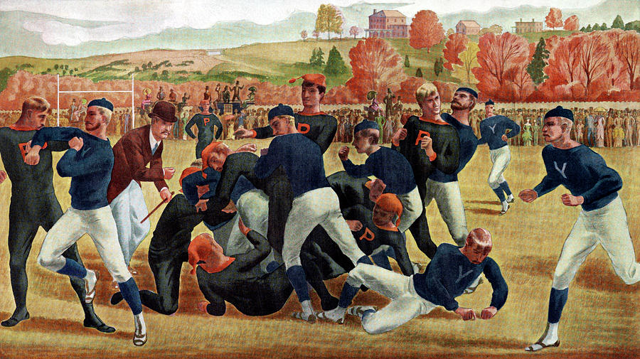 First intercollegiate championship football game Painting by Everett Henry