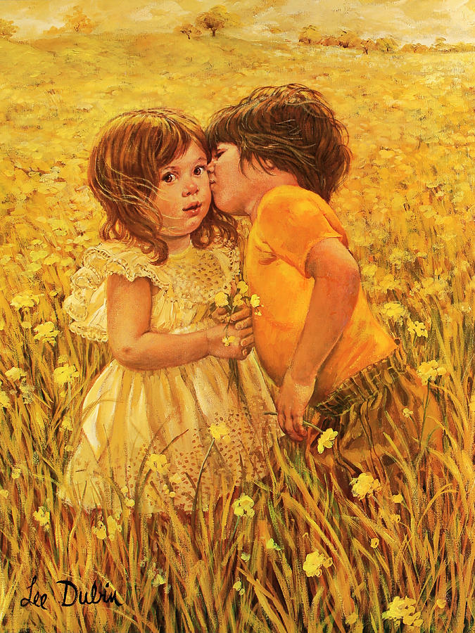 Girl Painting - First Kiss by Lee Dubin