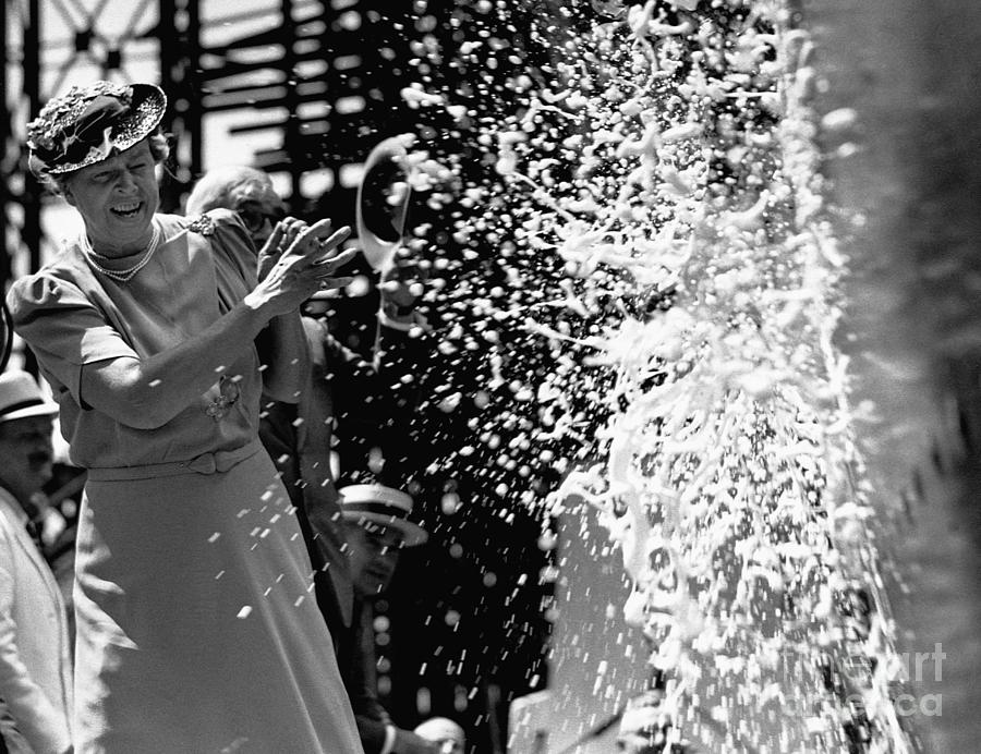 First Lady At Ship Launching Photograph by Bettmann
