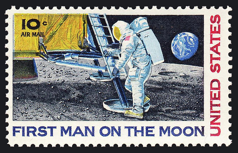 First Man On The Moon Stamp, 1969 Photograph by Science Source