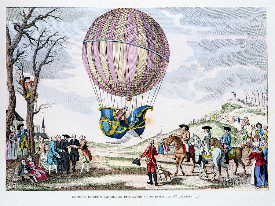 First Manned Flight In A Hydrogen Drawing by Print Collector
