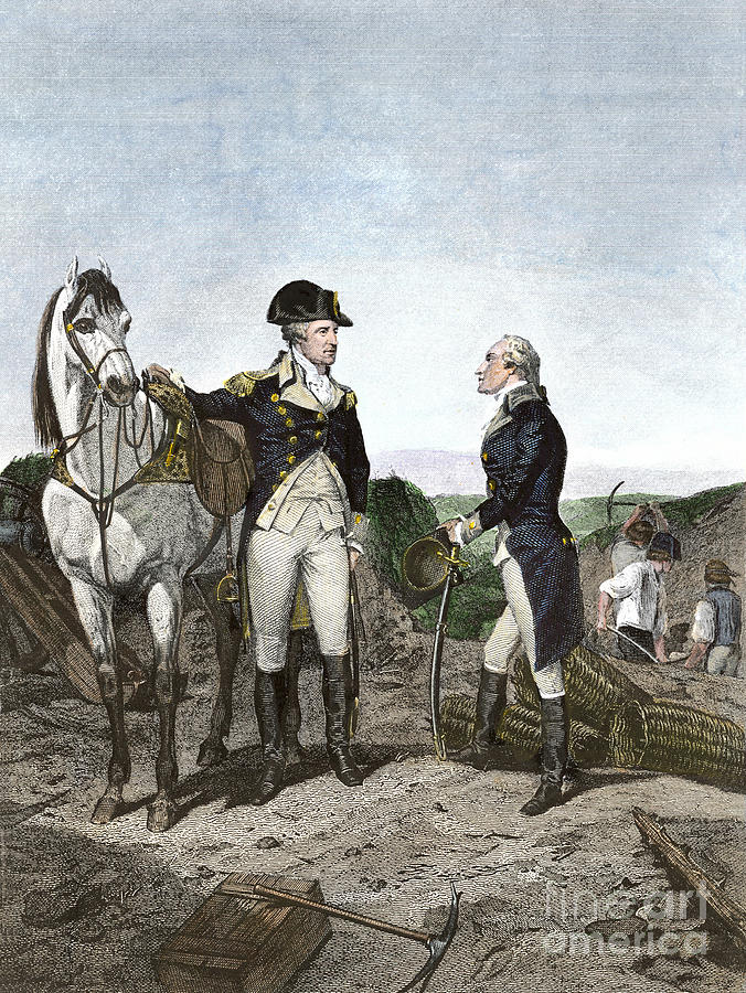 First Meeting Of Washington And Alexander Hamilton Painting by