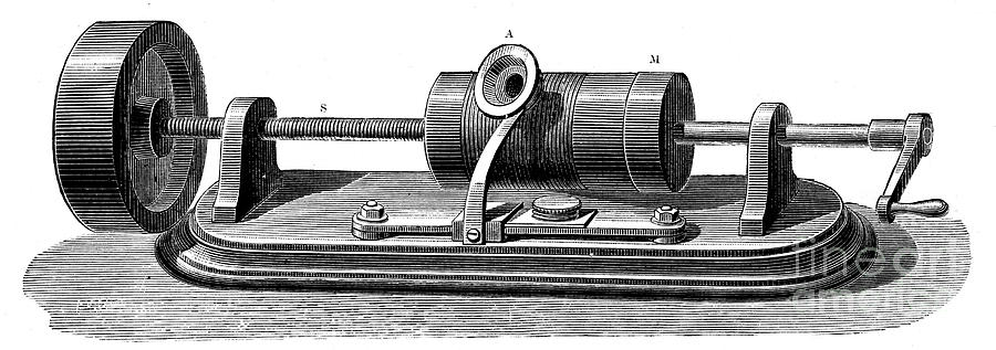 First Model Of Edisons Phonograph C1877 Drawing by Print Collector