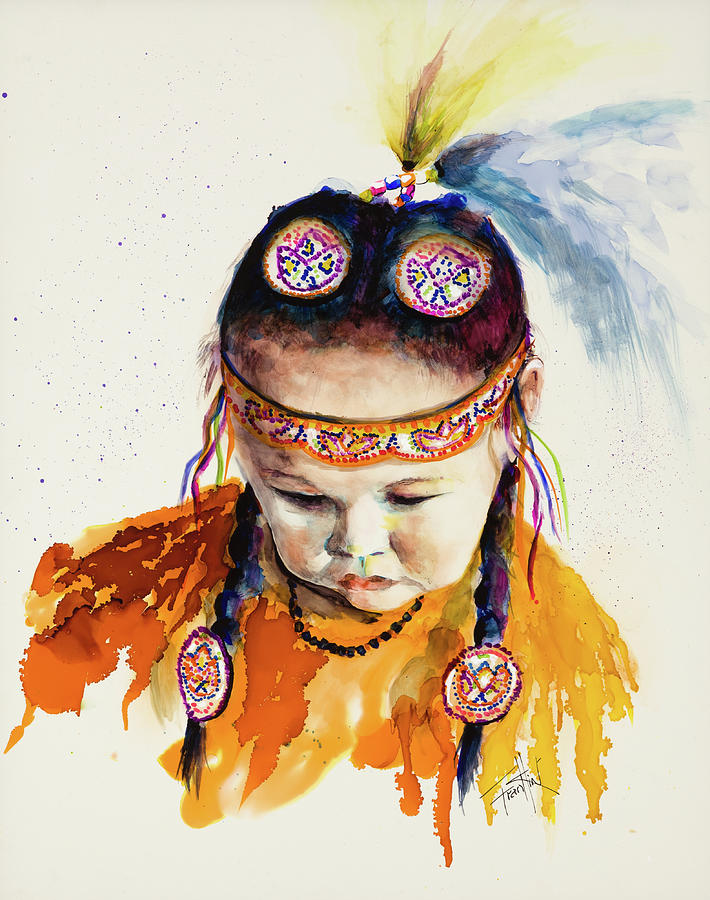 Native Painting - First Nations Powwow Princess by Art By Leslie Franklin