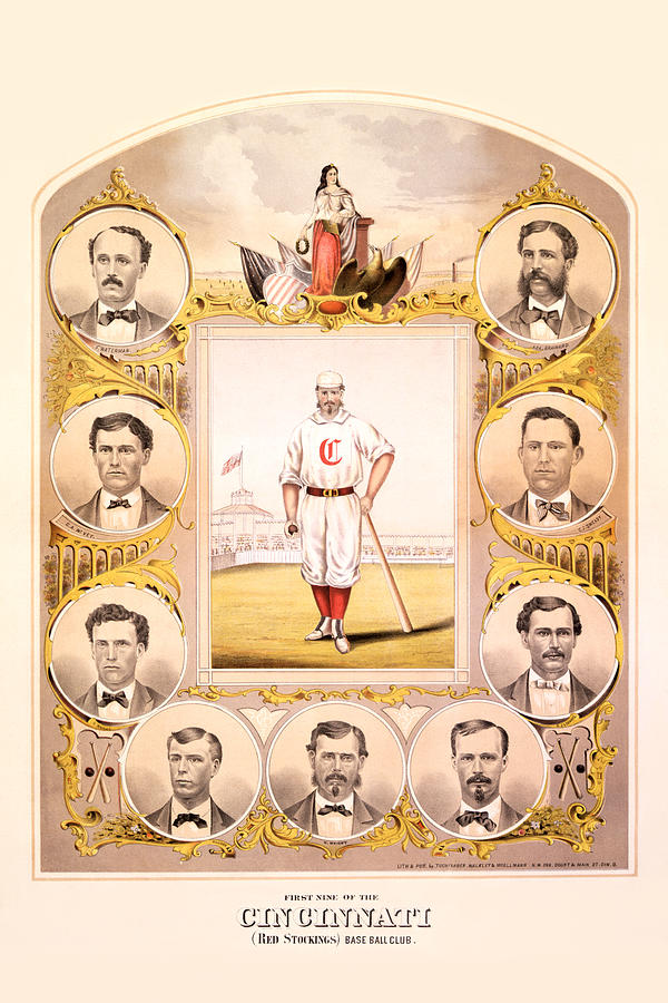 First Nine of the Cincinnati (Red Stockings) Base Ball Club Painting by Tuchfarber, Walkley & Moellman