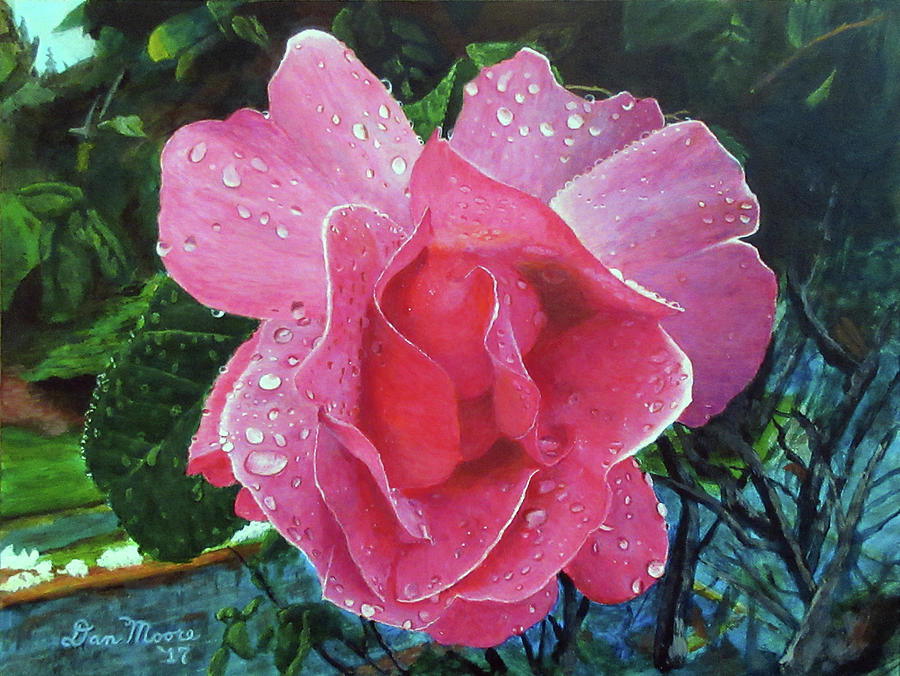 First Rose of the Season Painting by Daniel Moore