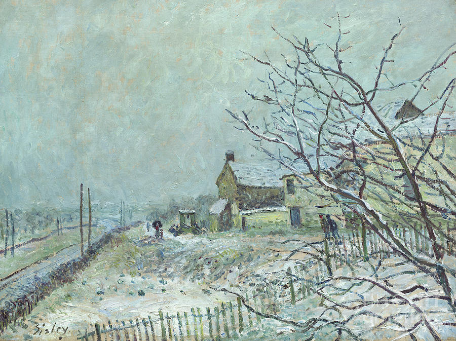 First Snow at Veneux Nadon, 1878 Painting by Alfred Sisley