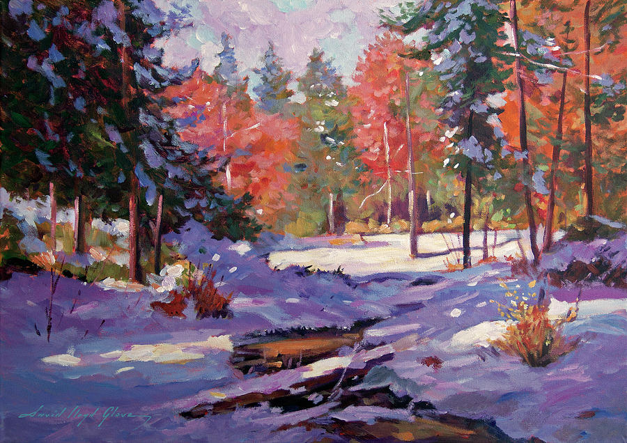 First Snow Autumn Painting by David Lloyd Glover