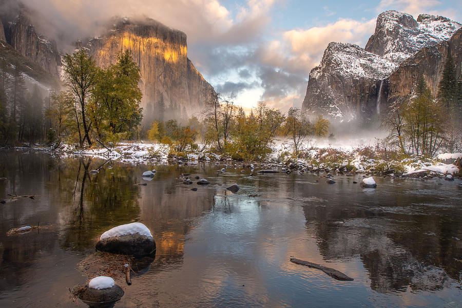 Yosemite National Park Photograph - First Snow In Fall by April Xie