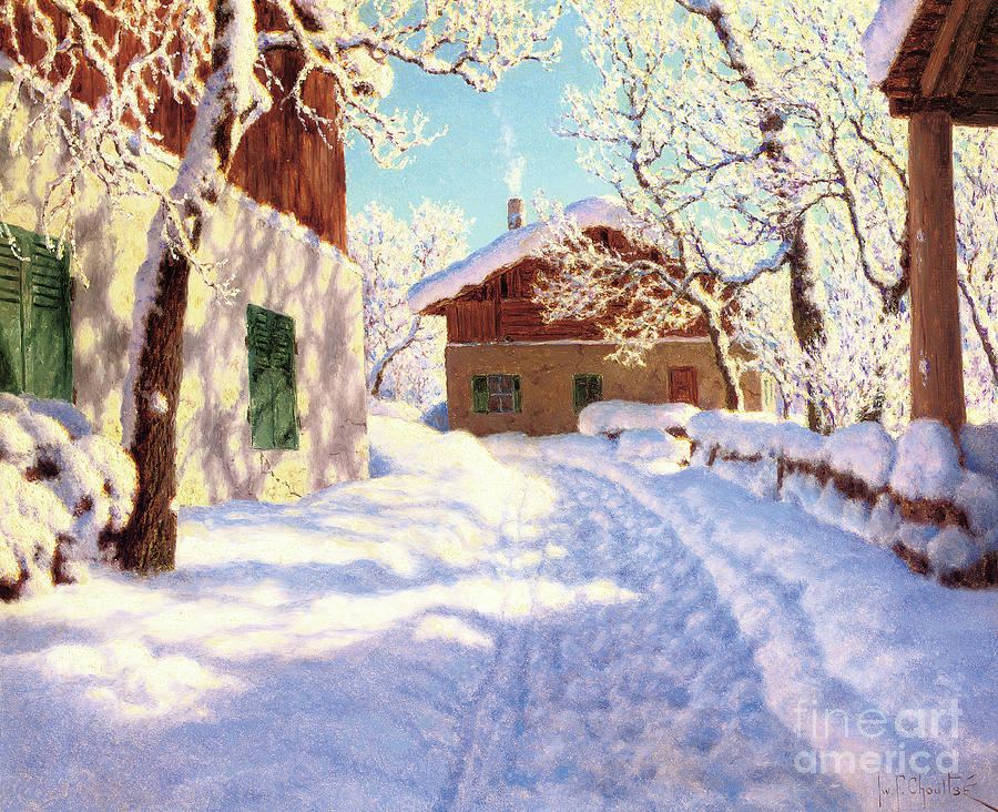 First snow Painting by Ivan Fedorovich Choultse