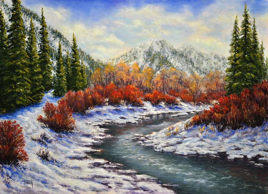 First Snow Painting by Lee Tisch Bialczak