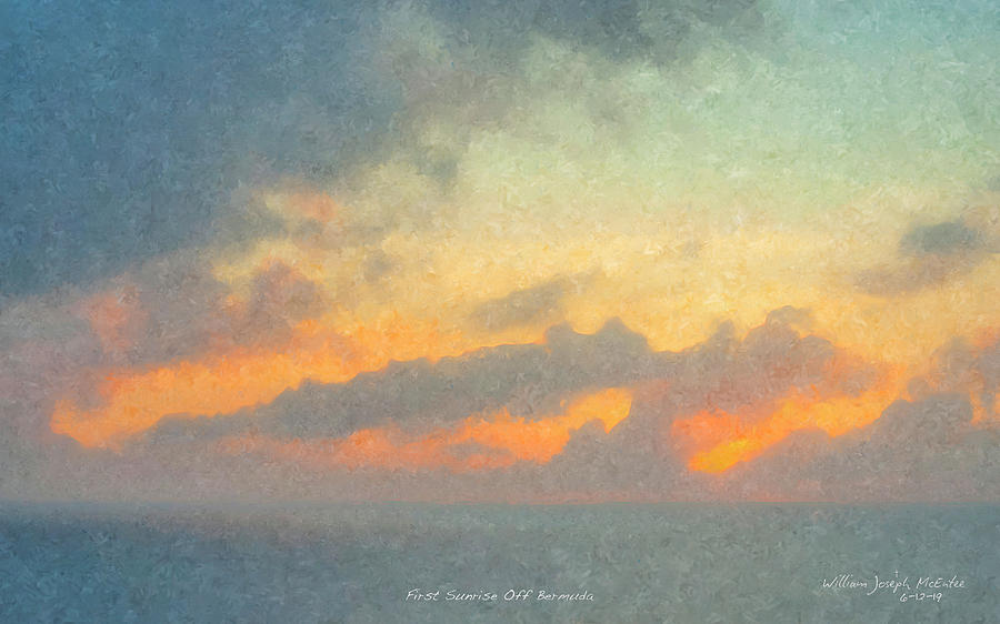 First Sunrise Off Bermuda Painting by Bill McEntee