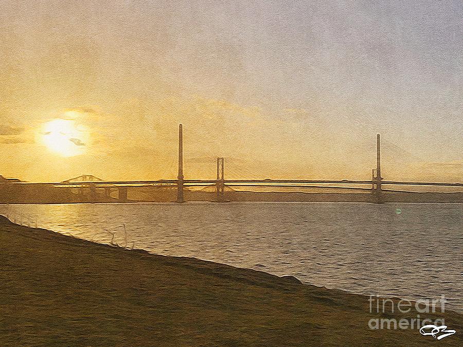 Landscape Digital Art - Firth of Forth Sunset Queensferry  by Douglas Brown