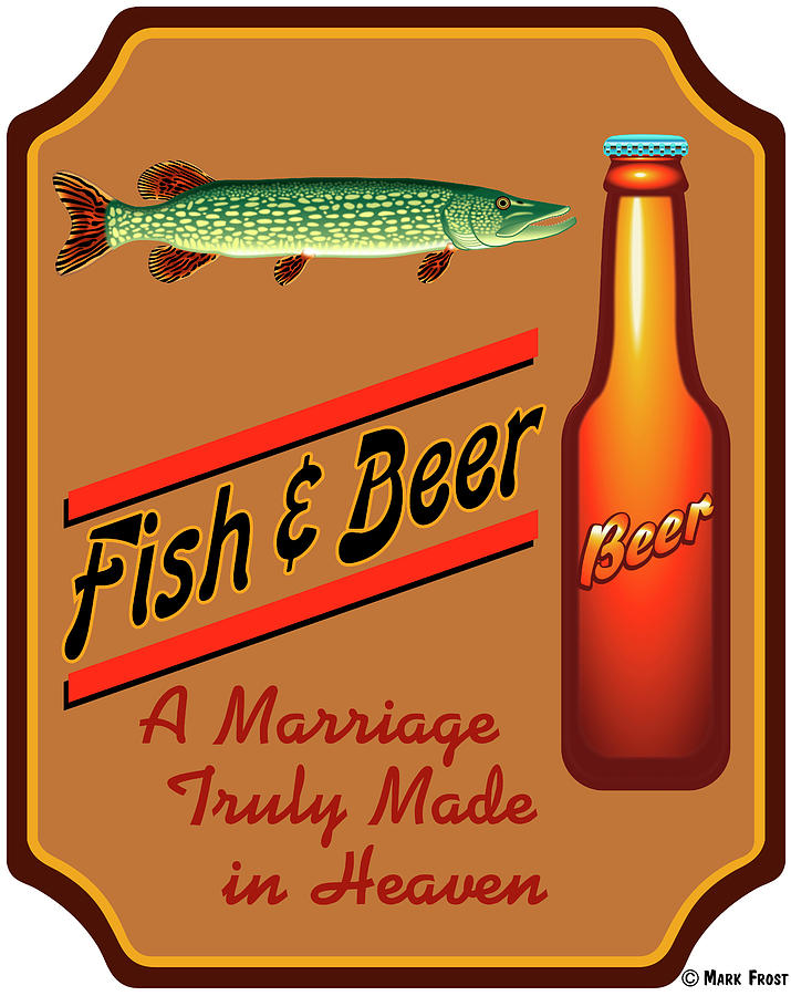 Fish Digital Art - Fish & Beer by Mark Frost