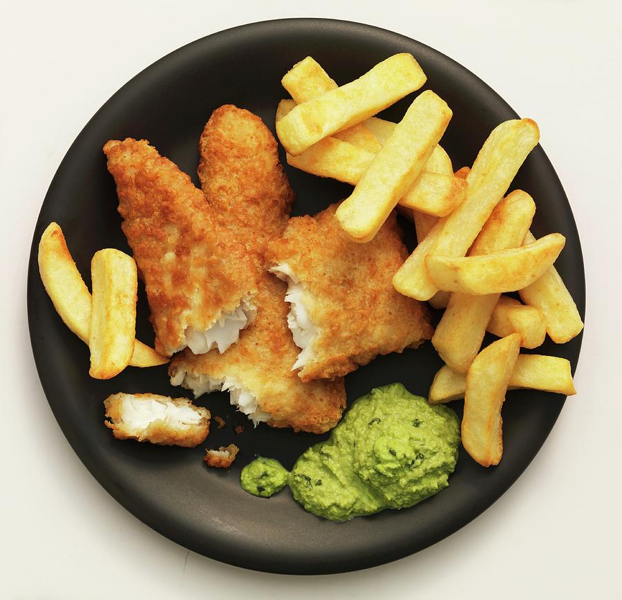 Fish And Chips With Mushy Peas Photograph by Hugh Johnson