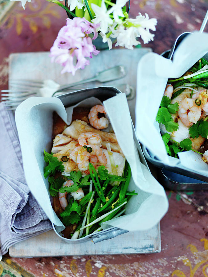 Fish And Seafood Salad With Herbs Photograph by Karen Thomas