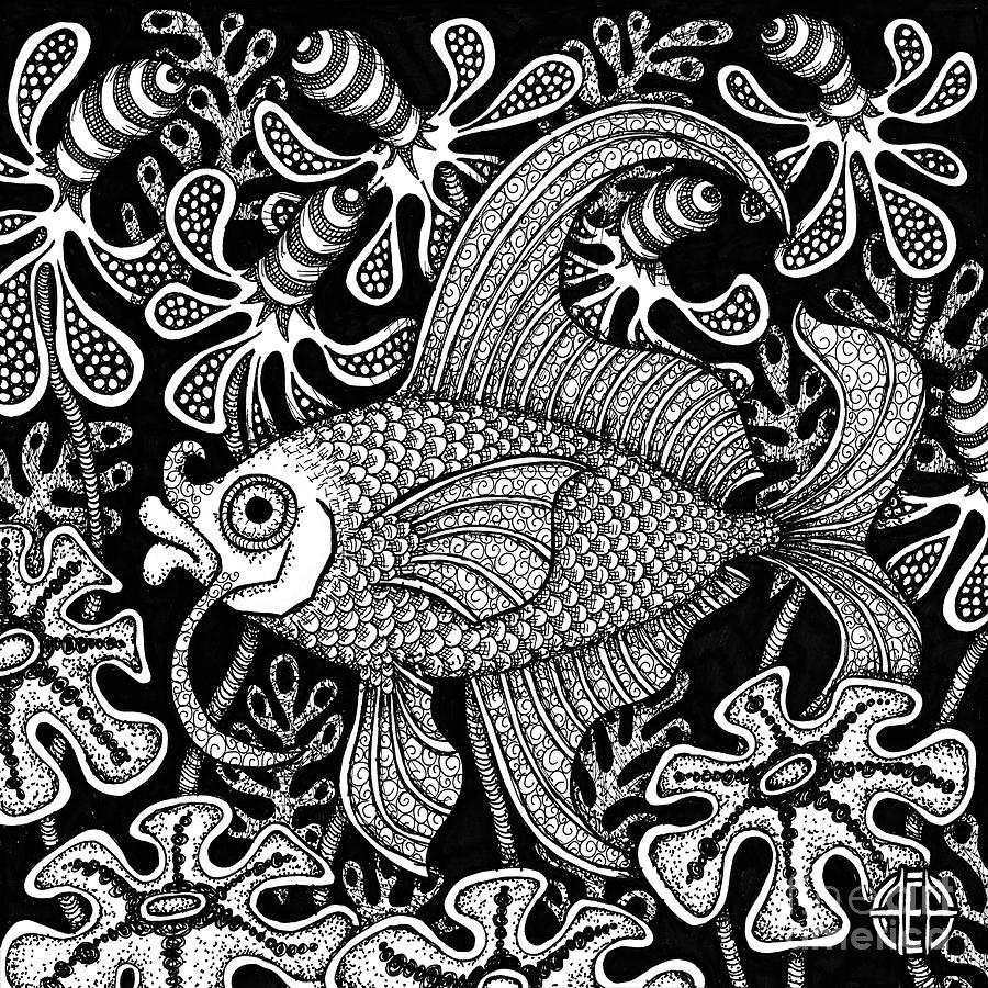 Fish Botanical Ink 2 Drawing by Amy E Fraser