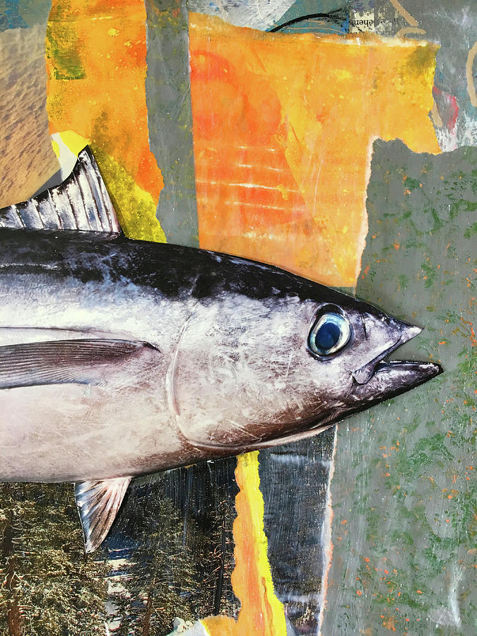 Fish Collage Mixed Media by Nancy Merkle