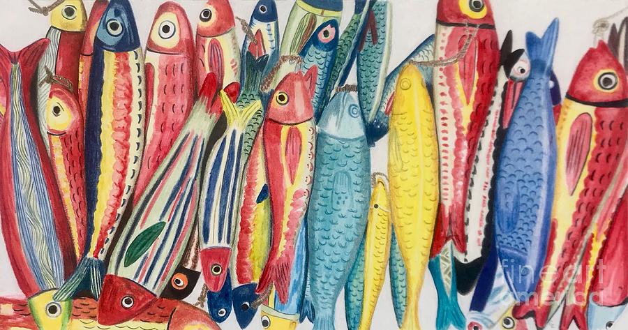 Fish Fest Drawing by Glenda Zuckerman