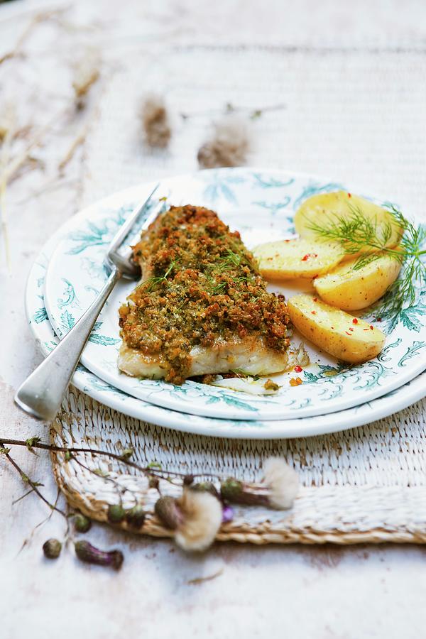 Fish Fillet With Herb Crust And Potatoes Photograph by Atelier Mai 98