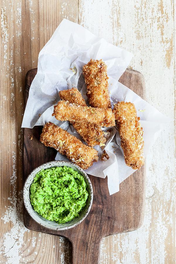 Fish Fingers With Mushy Peas Photograph by Sarah Coghill
