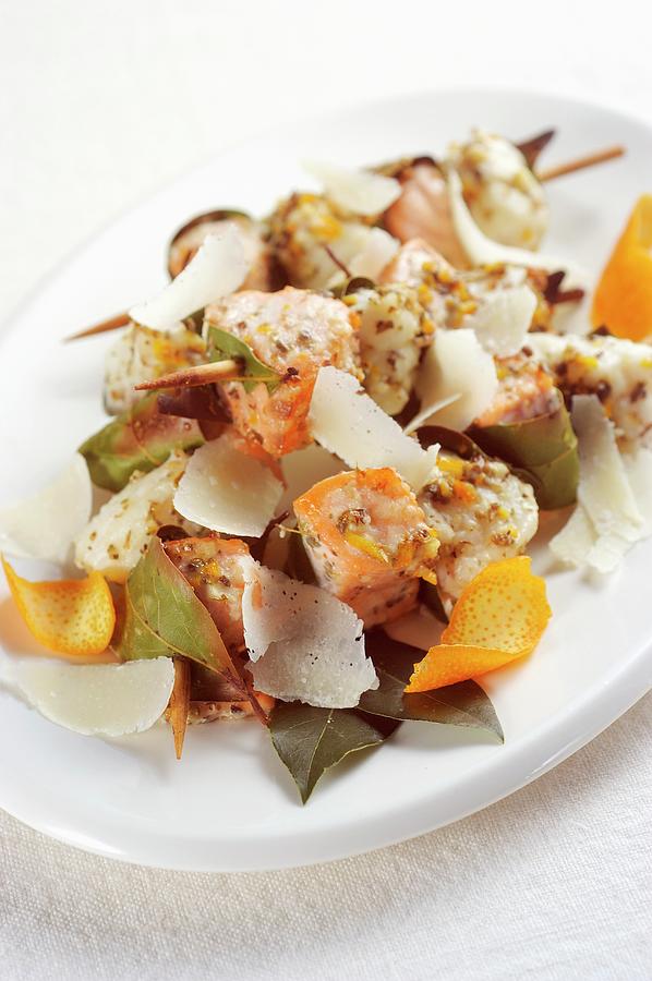 Fish Kebabs With Salmon And Monkfish Photograph by Franco Pizzochero