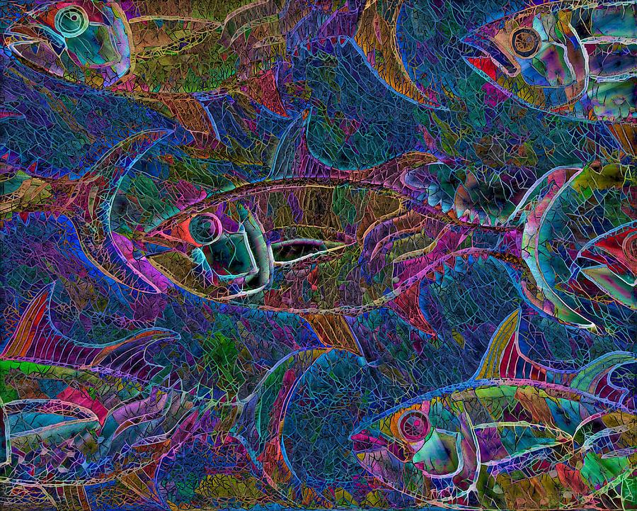 Fish Mosaic Painting by Joan Stratton