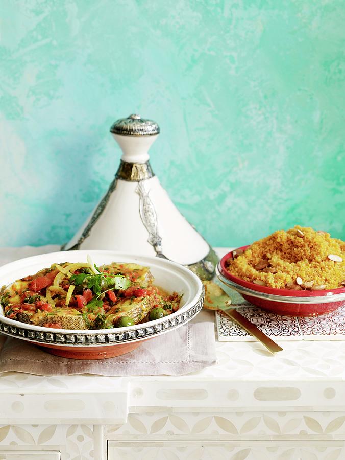 Fish Tagine Served With Couscous Photograph by Chen