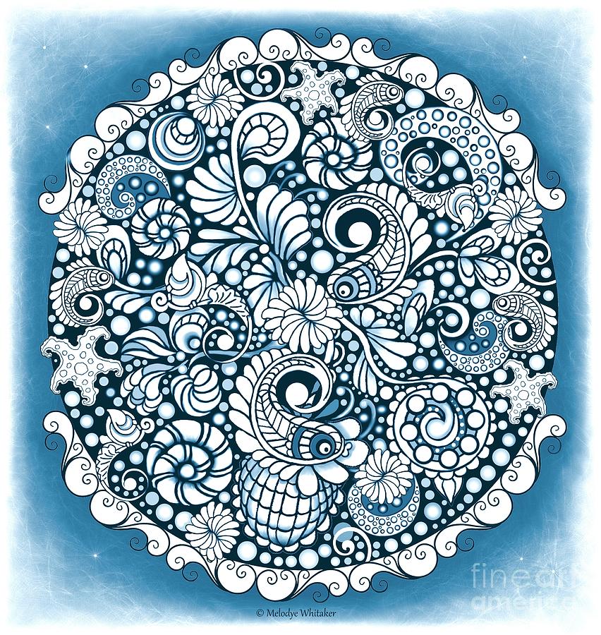 Fish Tangle Mandala Teal by Melodye Whitaker Fish Tangle Mandala Teal by Melodye Whitaker