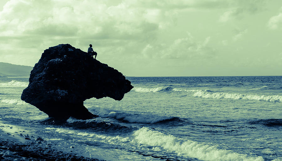 Fisher On Rock - Bathsheba Barbados Photograph by Patrick Meier