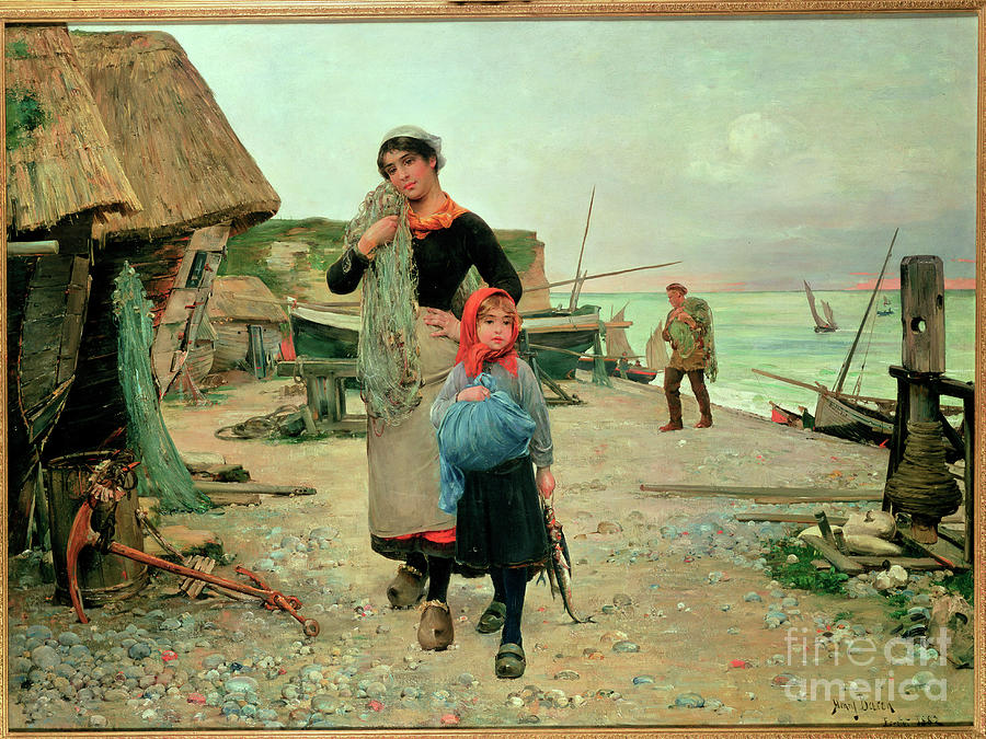 Fisherfolk Returning With Their Nets, 1882 Painting by Henry Bacon