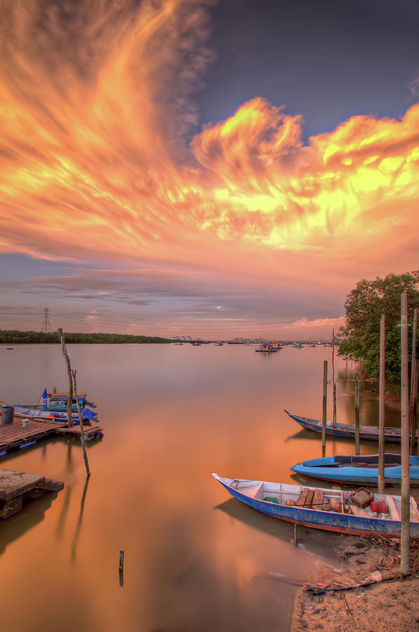 Fisherman Boats, Angry Clouds During Photograph by Tuah Roslan