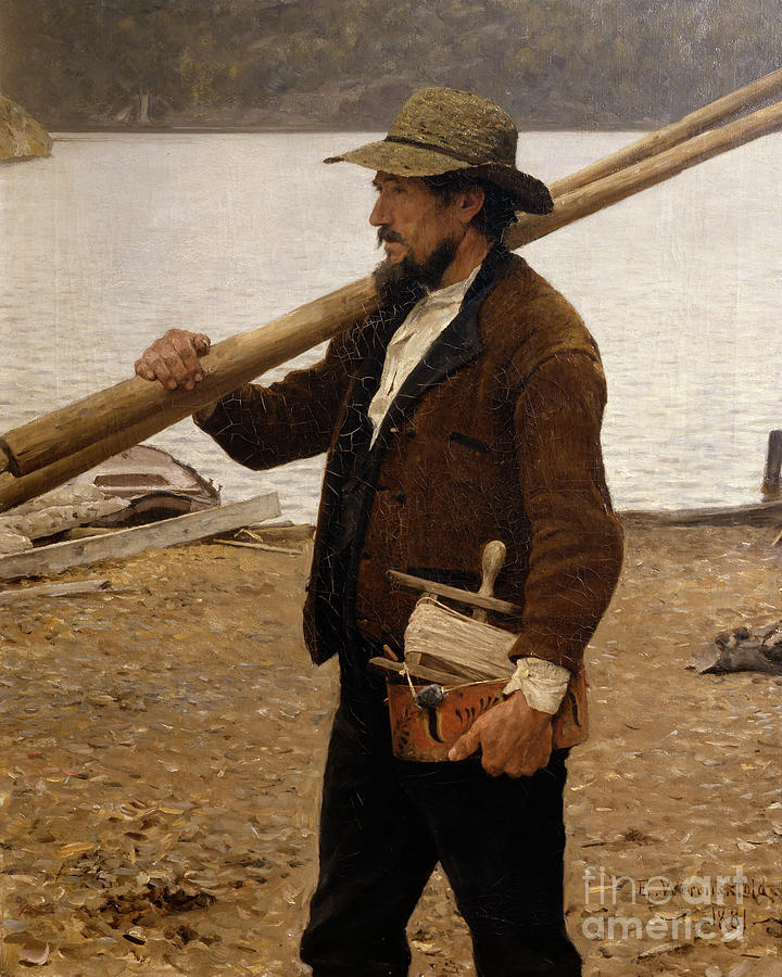 Fisherman Painting by O Vaering