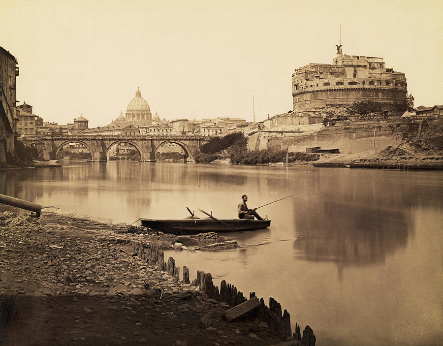 Fisherman On The Tiber River Photograph by Bettmann