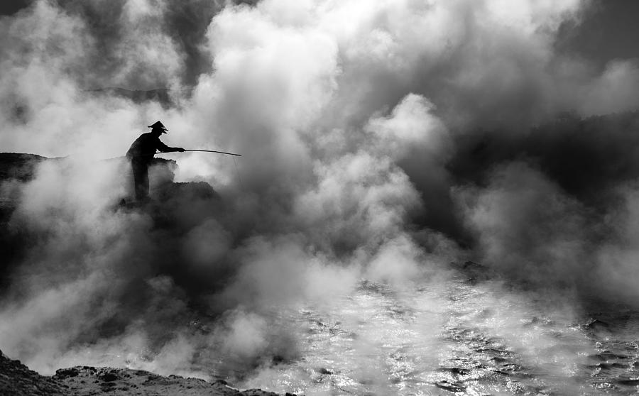 Black And White Photograph - Fisherman by Wuthrich Didier