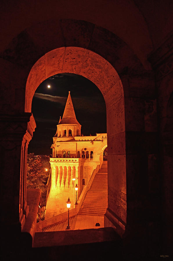 Fishermans Bastion by the Light of the Moon Photograph by Kathy Yates