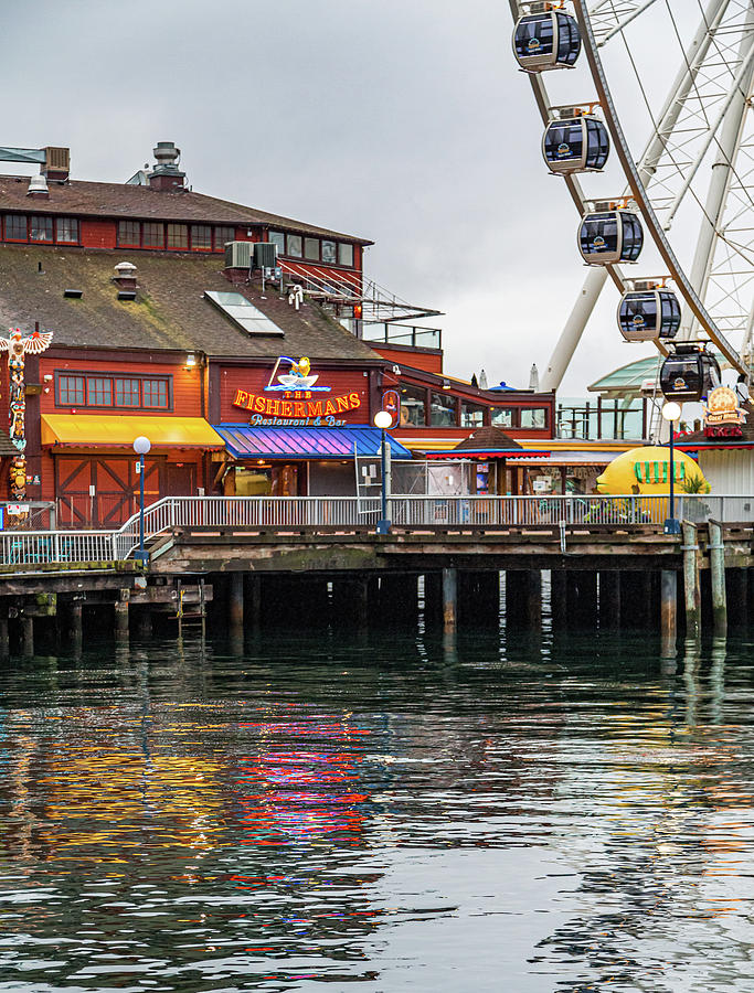 Fishermans Restaurant and Great Wheel Photograph by Darryl Brooks