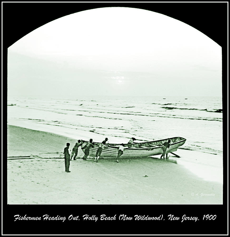 Fishermen Heading Out, Holly Beach, New Jersey, 1900 Photograph by A Macarthur Gurmankin