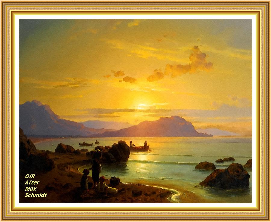 Fishermen Near Abaya - Asia Minor After The Original Painting By Max Schmidt L A S With Printed Frme Digital Art