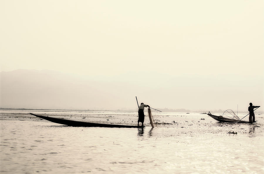 Fishermen On Inle Lake, Burma Photograph by Fototrav